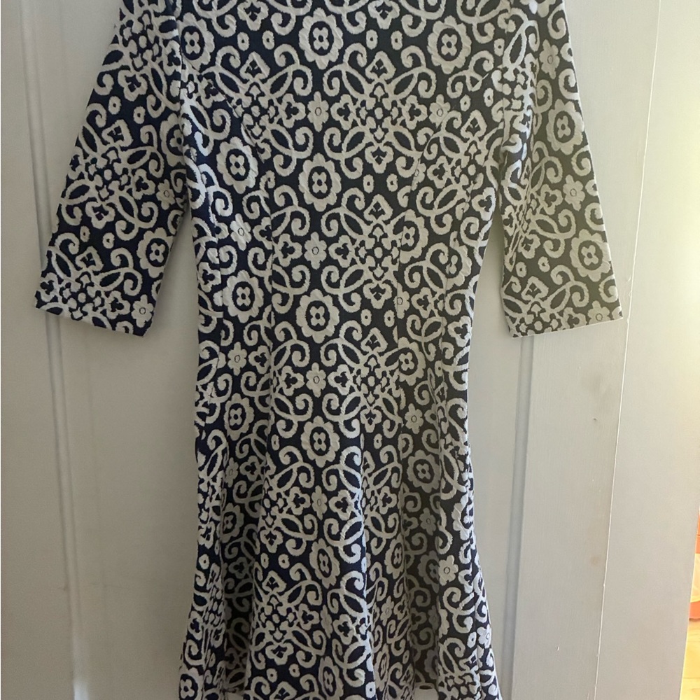 Navy and White Patterned Dress